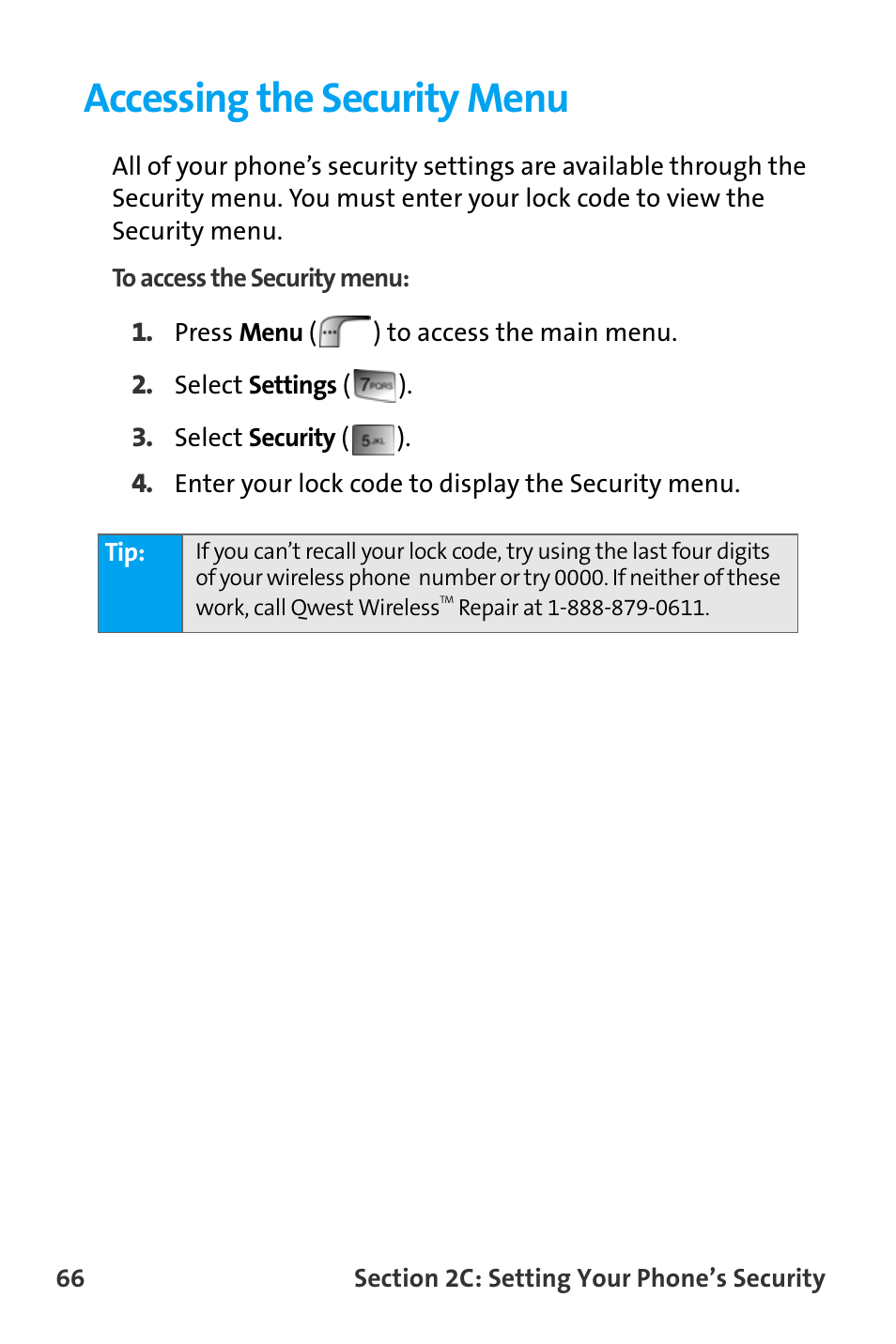 Accessing the security menu | Samsung SPH-A880TSAQST User Manual | Page 74 / 259