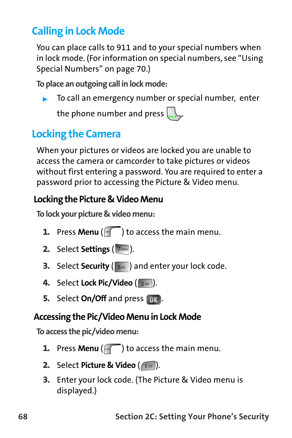 Calling in lock mode, Locking the camera | Samsung SPH-A880TSAQST User Manual | Page 76 / 259