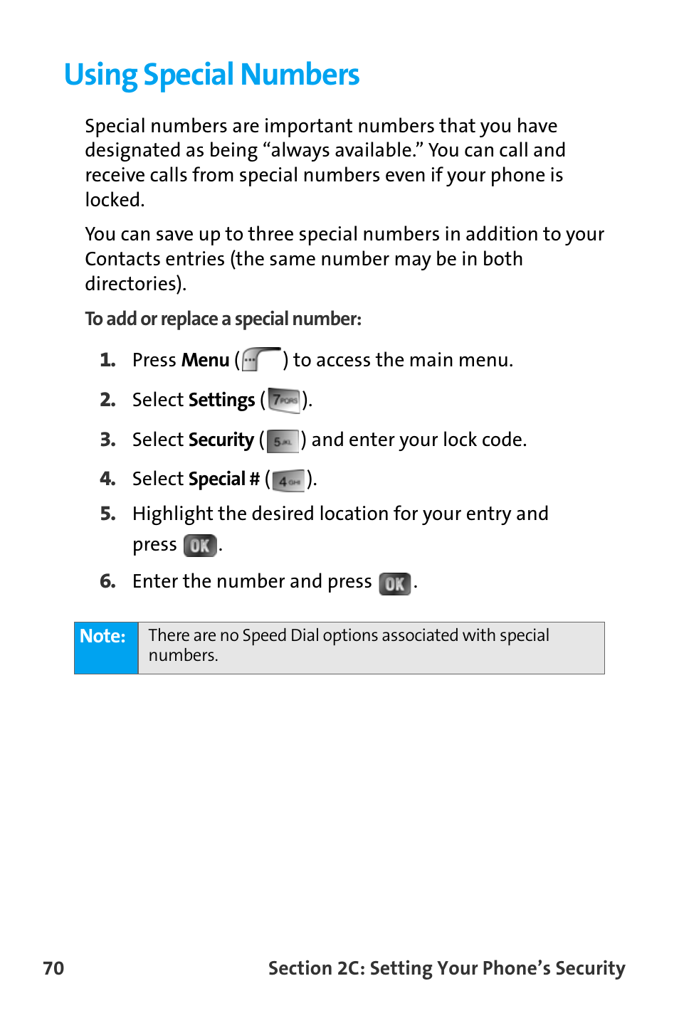 Using special numbers | Samsung SPH-A880TSAQST User Manual | Page 78 / 259