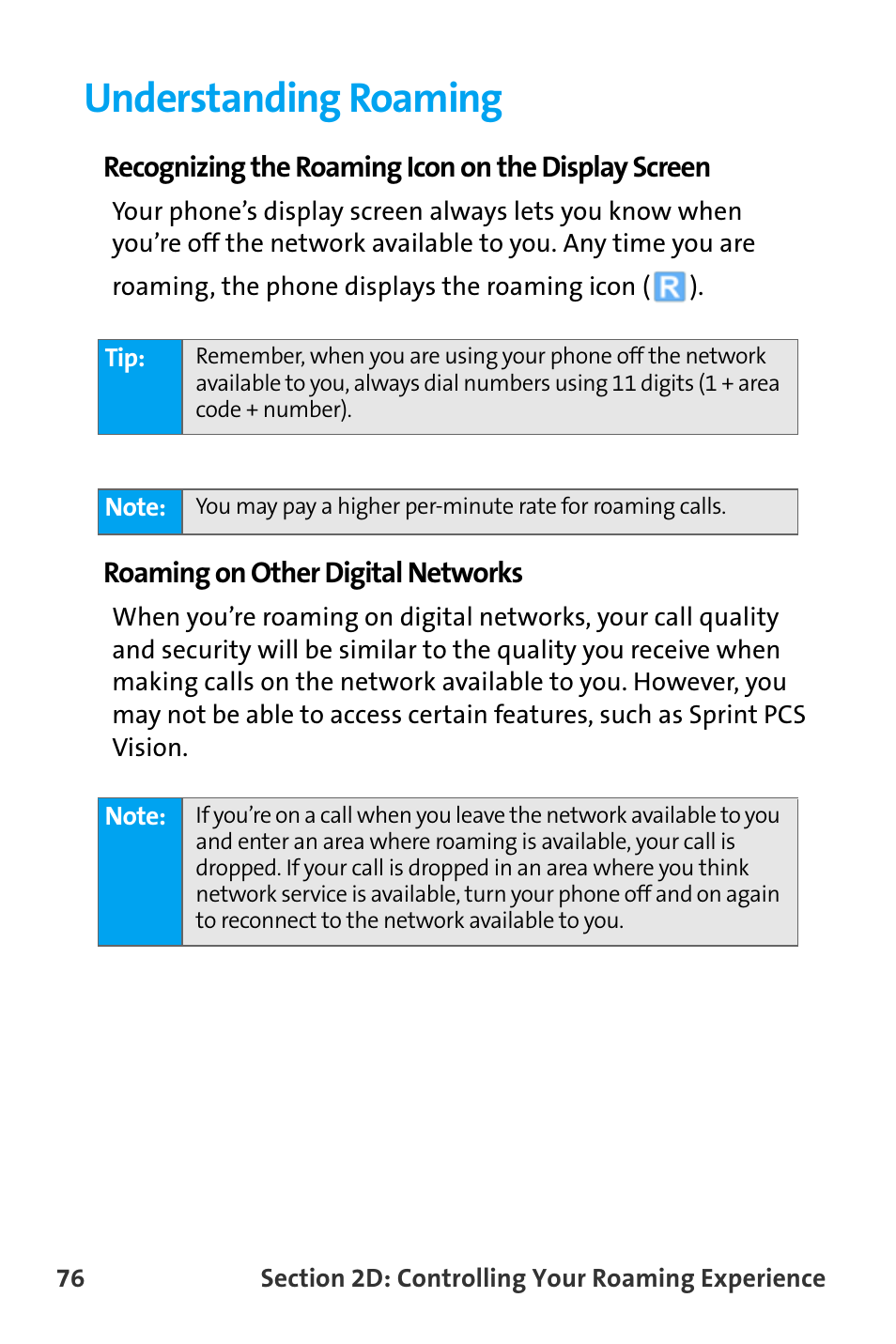 Understanding roaming | Samsung SPH-A880TSAQST User Manual | Page 84 / 259