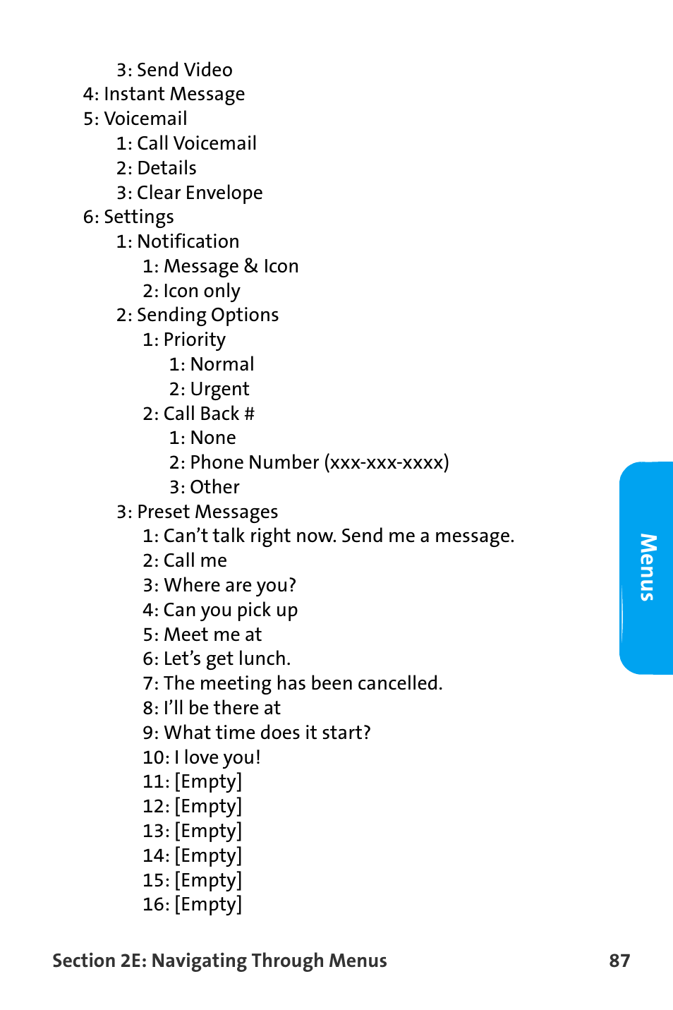 Menus | Samsung SPH-A880TSAQST User Manual | Page 95 / 259