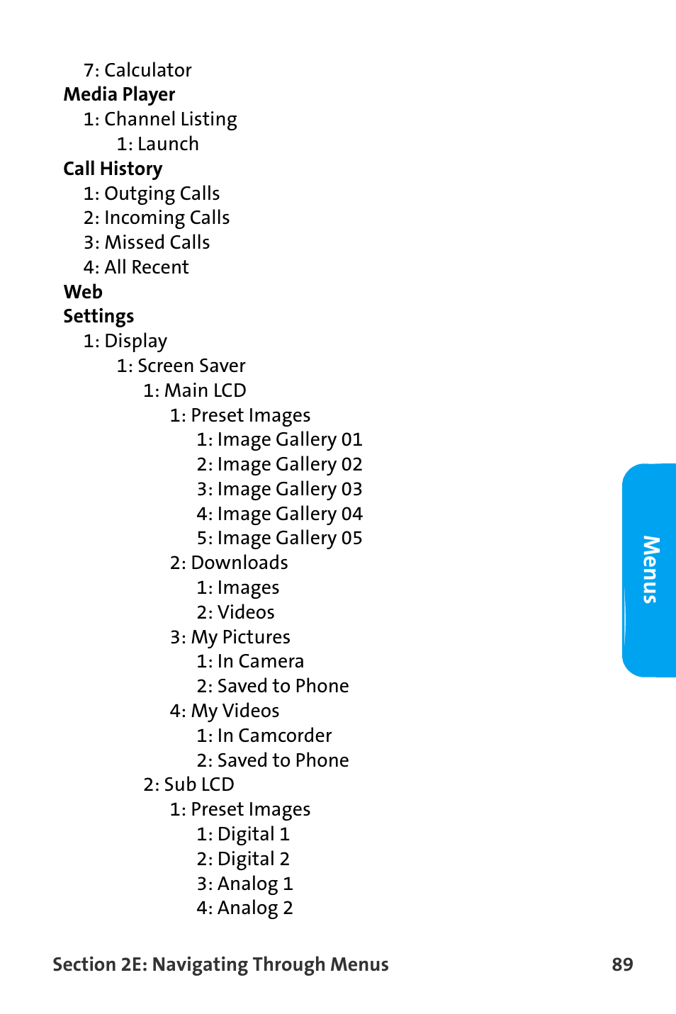 Menus | Samsung SPH-A880TSAQST User Manual | Page 97 / 259