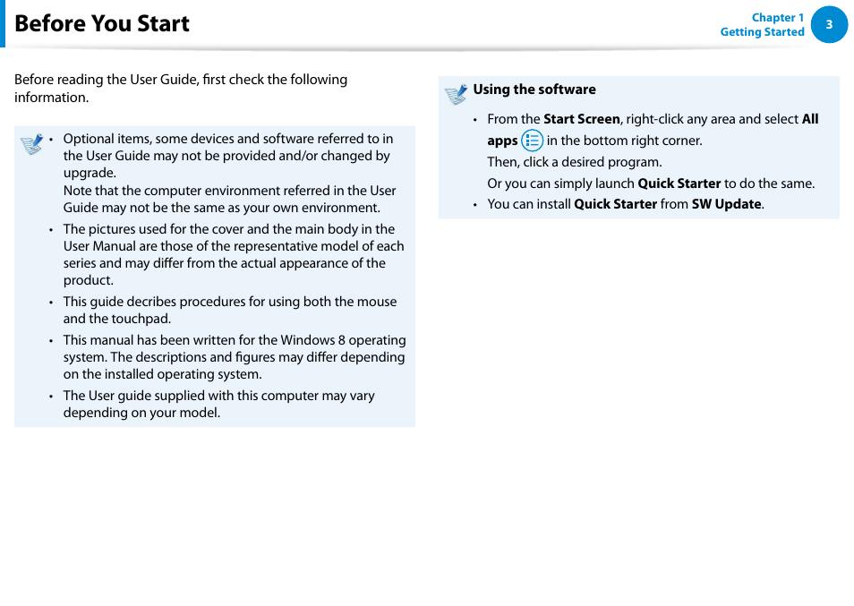 Before you start | Samsung NP700G7C-T01US User Manual | Page 4 / 139