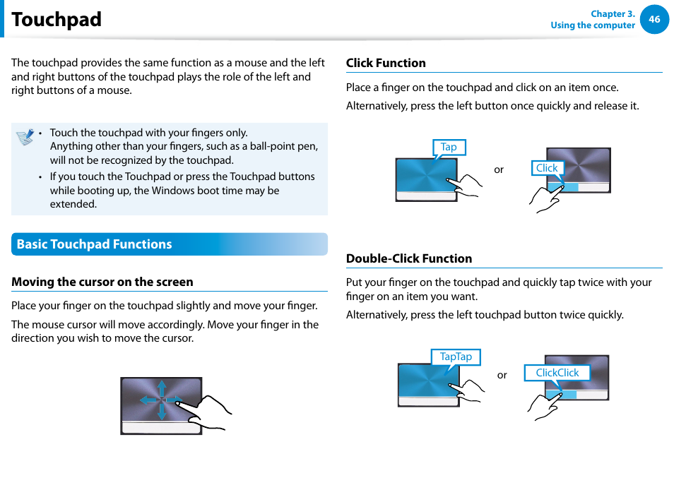 Touchpad | Samsung NP700G7C-T01US User Manual | Page 47 / 139