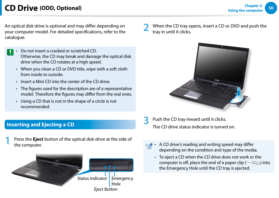 Cd drive (odd, optional), Cd drive | Samsung NP700G7C-T01US User Manual | Page 51 / 139