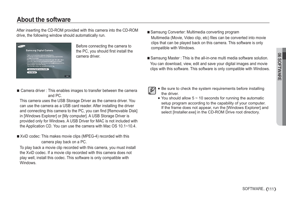 About the software | Samsung I80 User Manual | Page 112 / 132