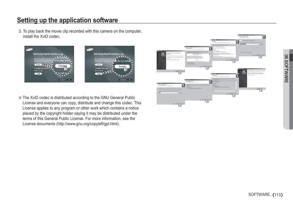 Setting up the application software | Samsung I80 User Manual | Page 114 / 132