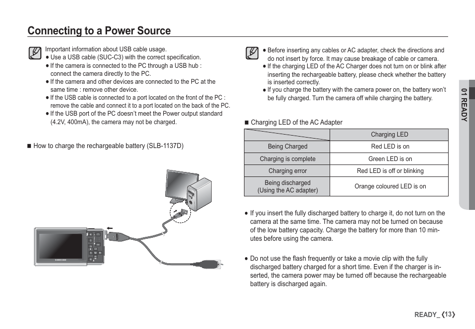 Connecting to a power source | Samsung I80 User Manual | Page 14 / 132