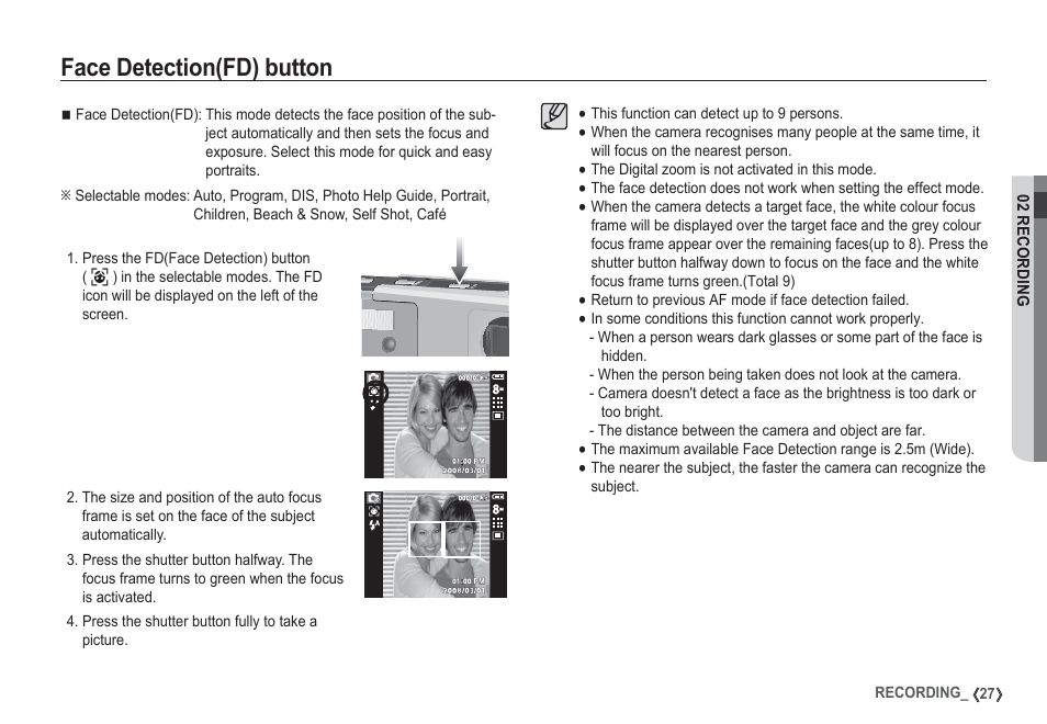 Face detection(fd) button | Samsung I80 User Manual | Page 28 / 132