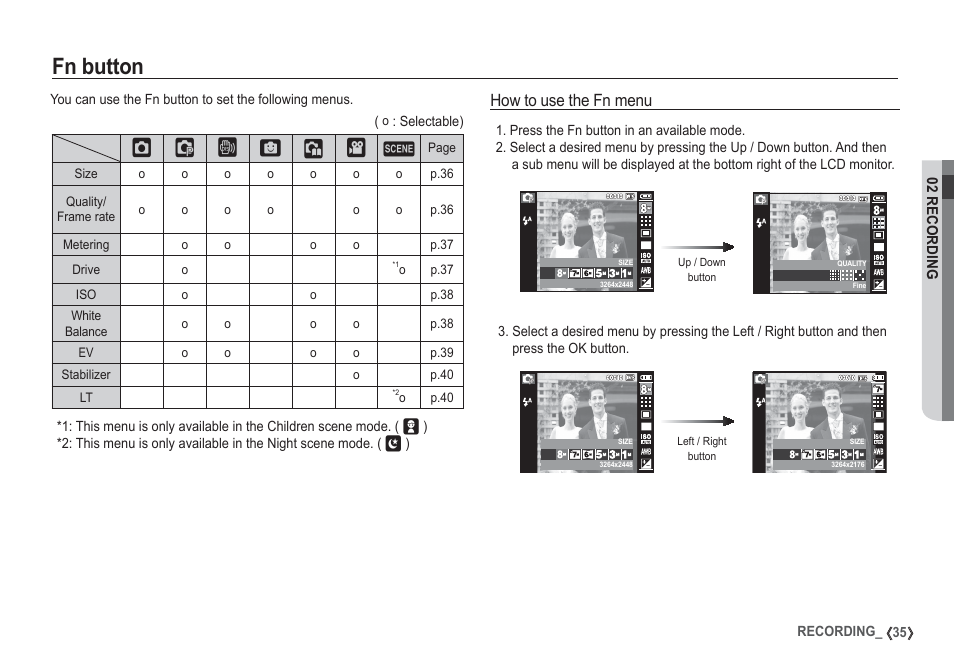 Fn button, How to use the fn menu, Š‰ я л | Samsung I80 User Manual | Page 36 / 132