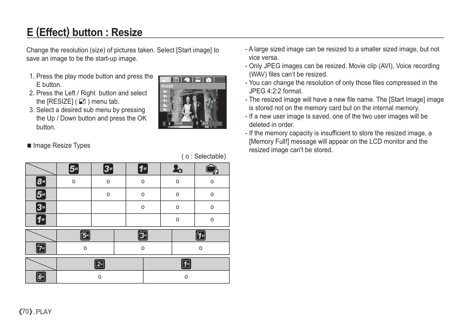 E (effect) button : resize | Samsung I80 User Manual | Page 71 / 132
