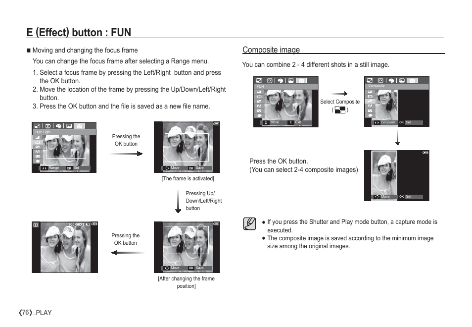 E (effect) button : fun, Composite image | Samsung I80 User Manual | Page 77 / 132