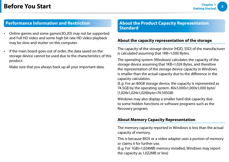 Before you start | Samsung XE500T1C-A01US User Manual | Page 6 / 119