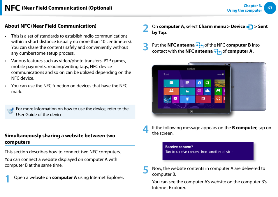 Nfc (near field communication) (optional) | Samsung XE500T1C-A01US User Manual | Page 64 / 119