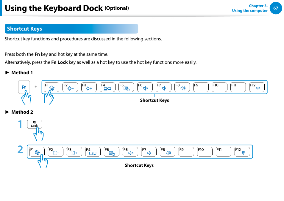 Using the keyboard dock | Samsung XE500T1C-A01US User Manual | Page 68 / 119