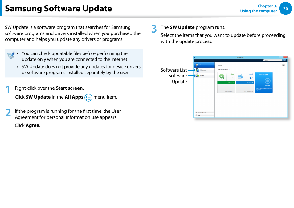 Samsung software update | Samsung XE500T1C-A01US User Manual | Page 76 / 119