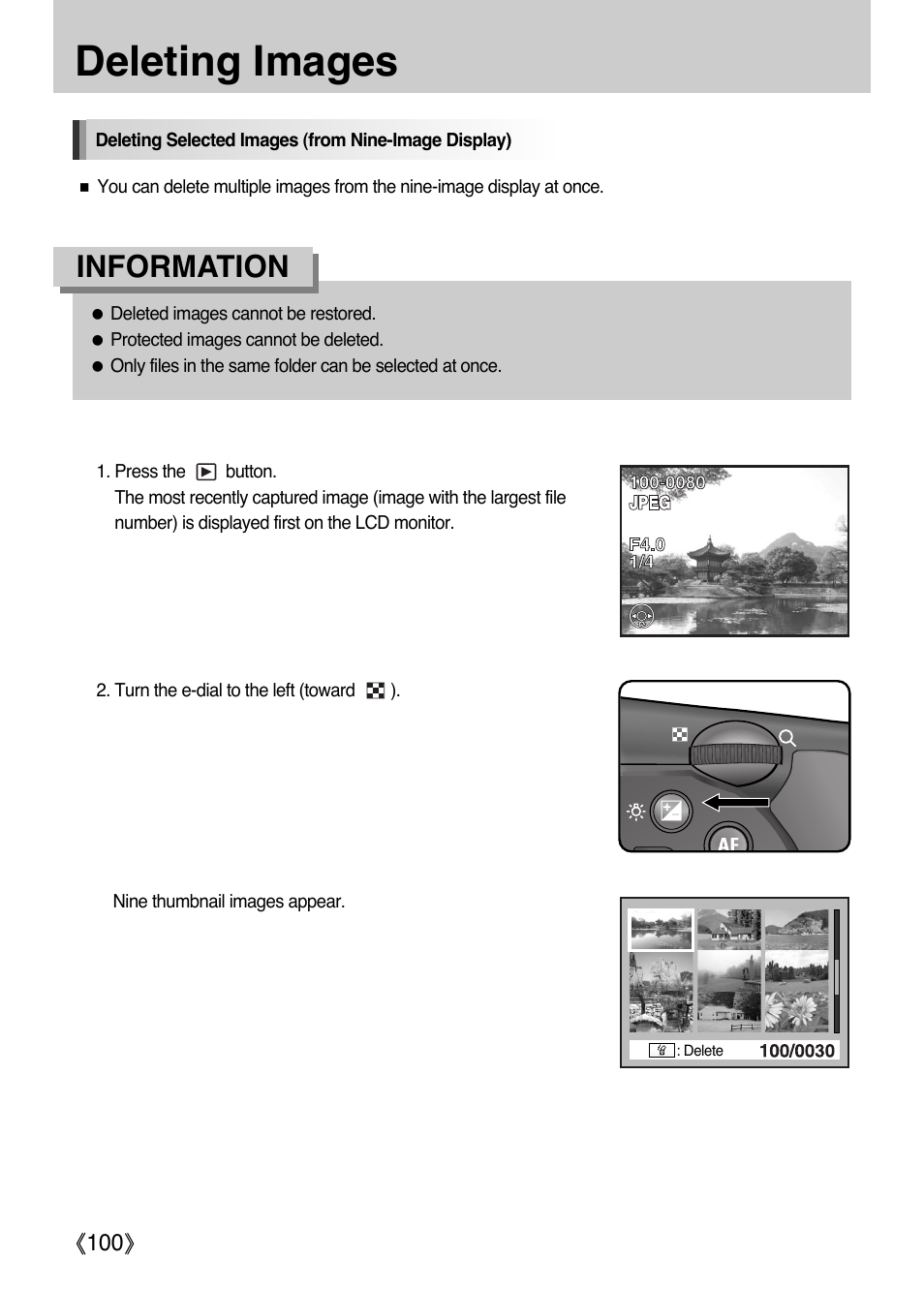 Deleting images, Information | Samsung Digital Camera (empowered to achieve) User Manual | Page 101 / 262