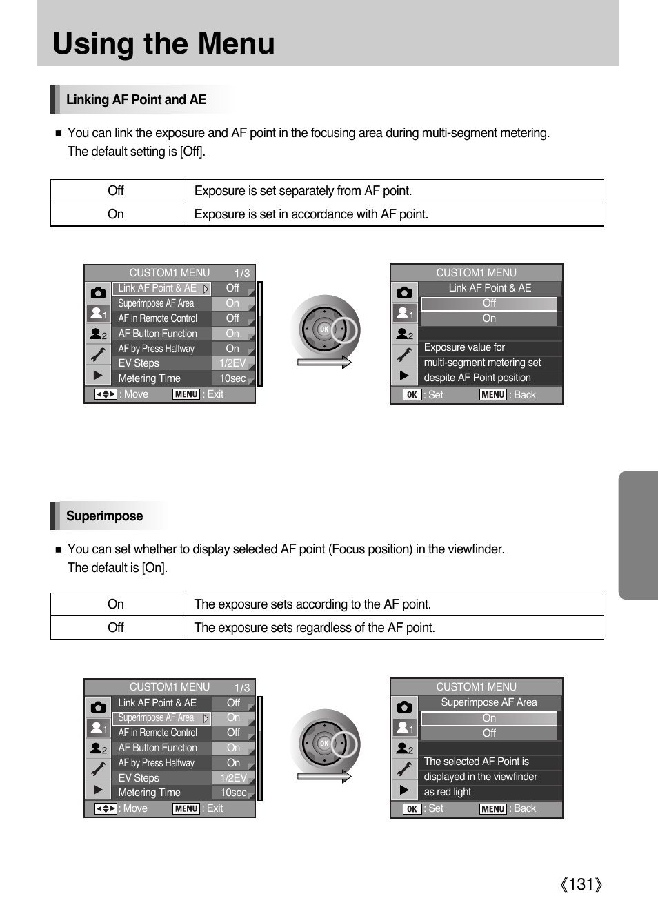 Using the menu, Ŝ131ş | Samsung Digital Camera (empowered to achieve) User Manual | Page 132 / 262