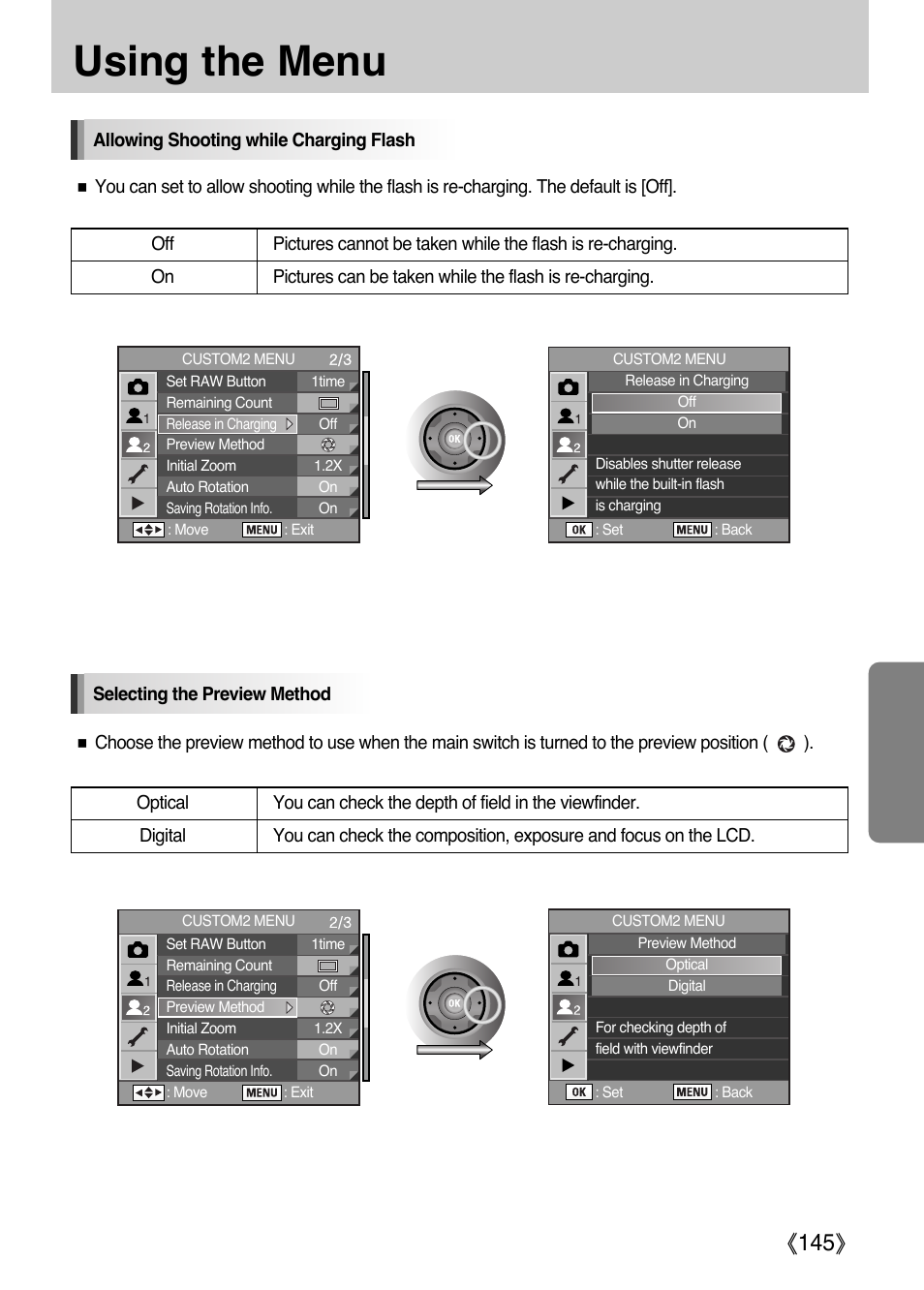 Using the menu, Ŝ145ş | Samsung Digital Camera (empowered to achieve) User Manual | Page 146 / 262