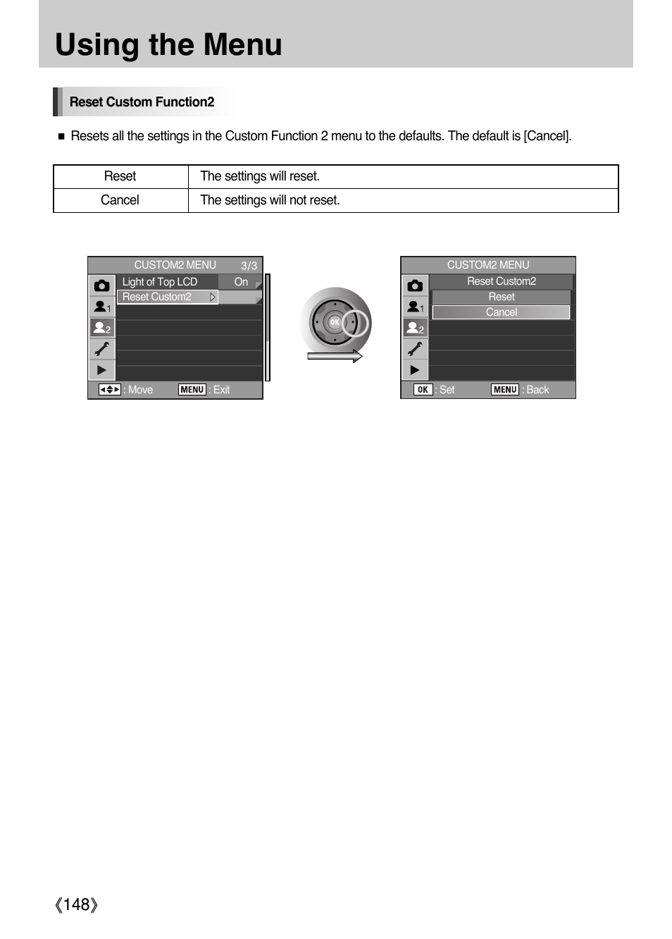 Using the menu, Ŝ148ş | Samsung Digital Camera (empowered to achieve) User Manual | Page 149 / 262