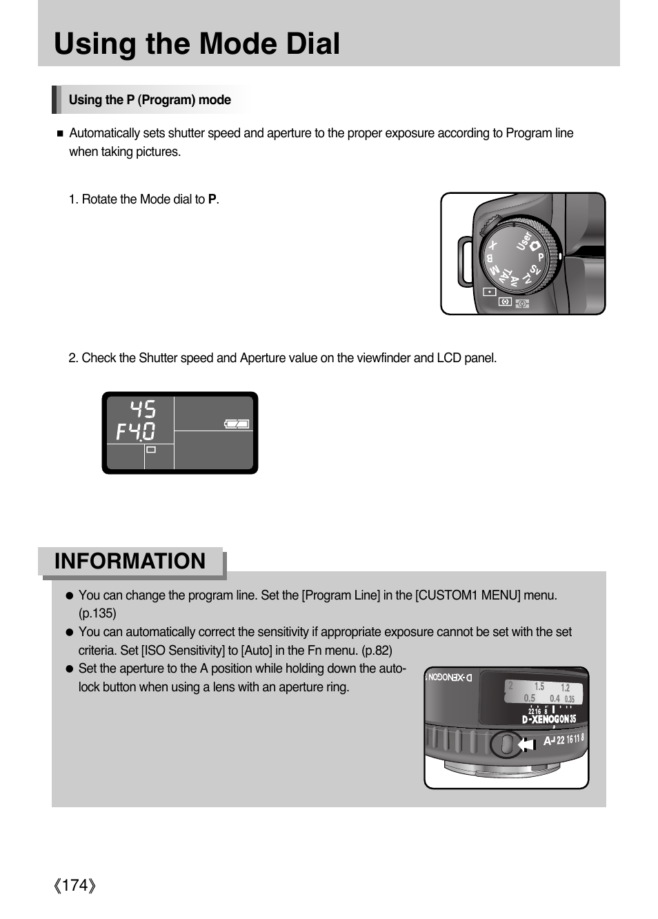 Using the mode dial, Information | Samsung Digital Camera (empowered to achieve) User Manual | Page 175 / 262