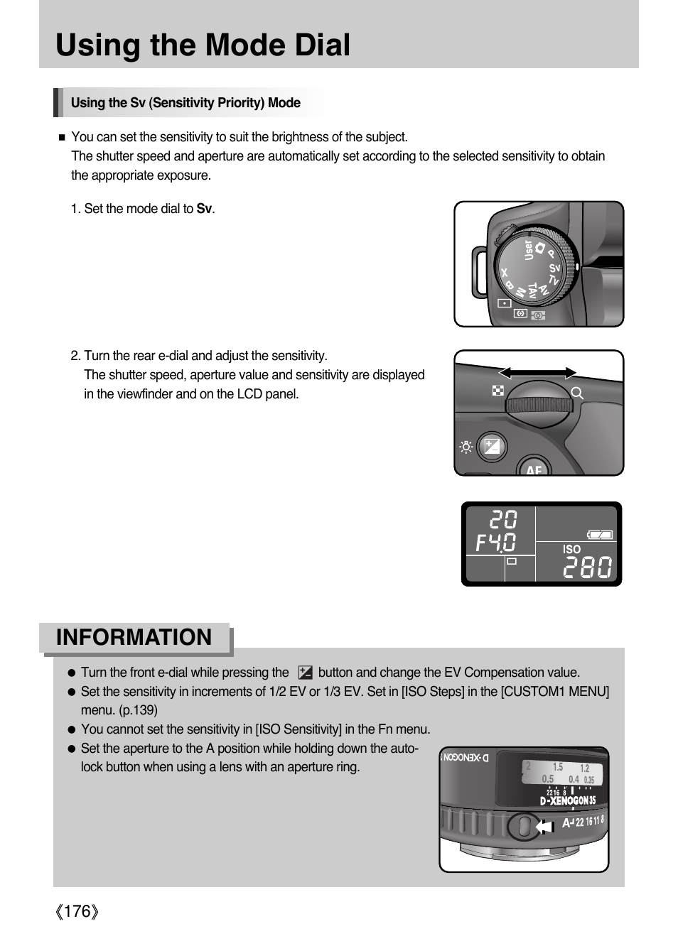 Using the mode dial, Information | Samsung Digital Camera (empowered to achieve) User Manual | Page 177 / 262