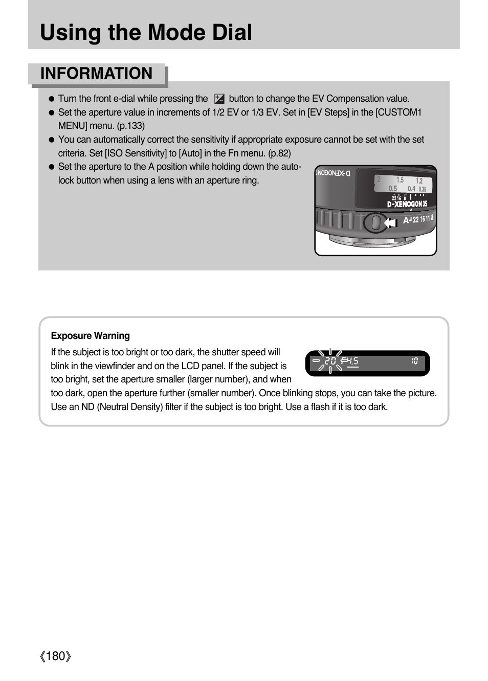 Using the mode dial, Information | Samsung Digital Camera (empowered to achieve) User Manual | Page 181 / 262