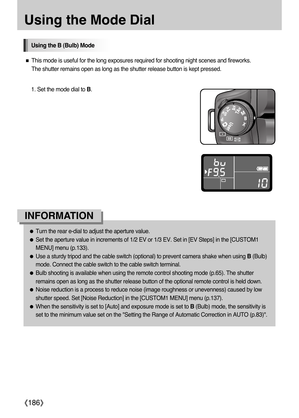 Using the mode dial, Information | Samsung Digital Camera (empowered to achieve) User Manual | Page 187 / 262