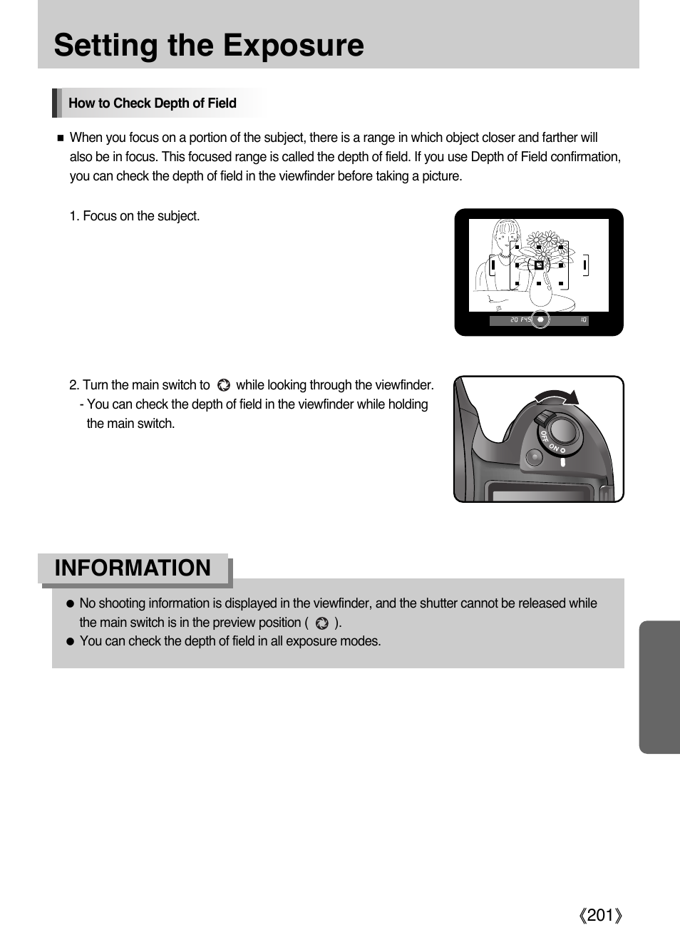 Setting the exposure, Information | Samsung Digital Camera (empowered to achieve) User Manual | Page 202 / 262