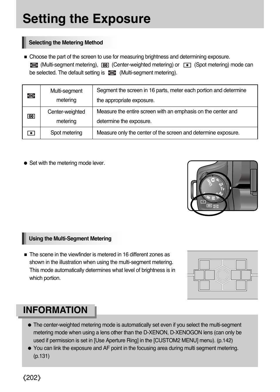Setting the exposure, Information | Samsung Digital Camera (empowered to achieve) User Manual | Page 203 / 262