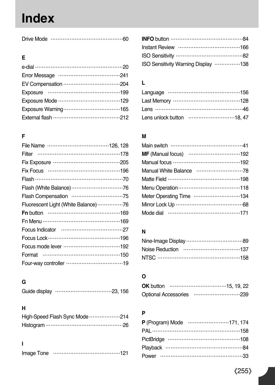 Index, Ŝ255ş | Samsung Digital Camera (empowered to achieve) User Manual | Page 256 / 262