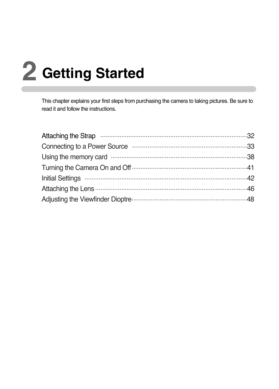 Getting started | Samsung Digital Camera (empowered to achieve) User Manual | Page 32 / 262