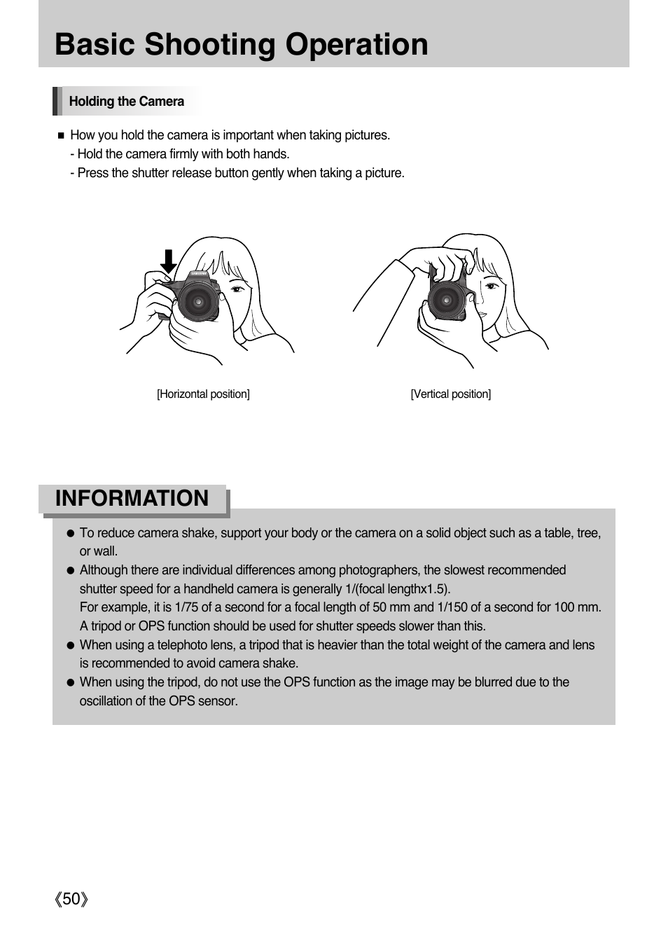 Basic shooting operation, Information | Samsung Digital Camera (empowered to achieve) User Manual | Page 51 / 262