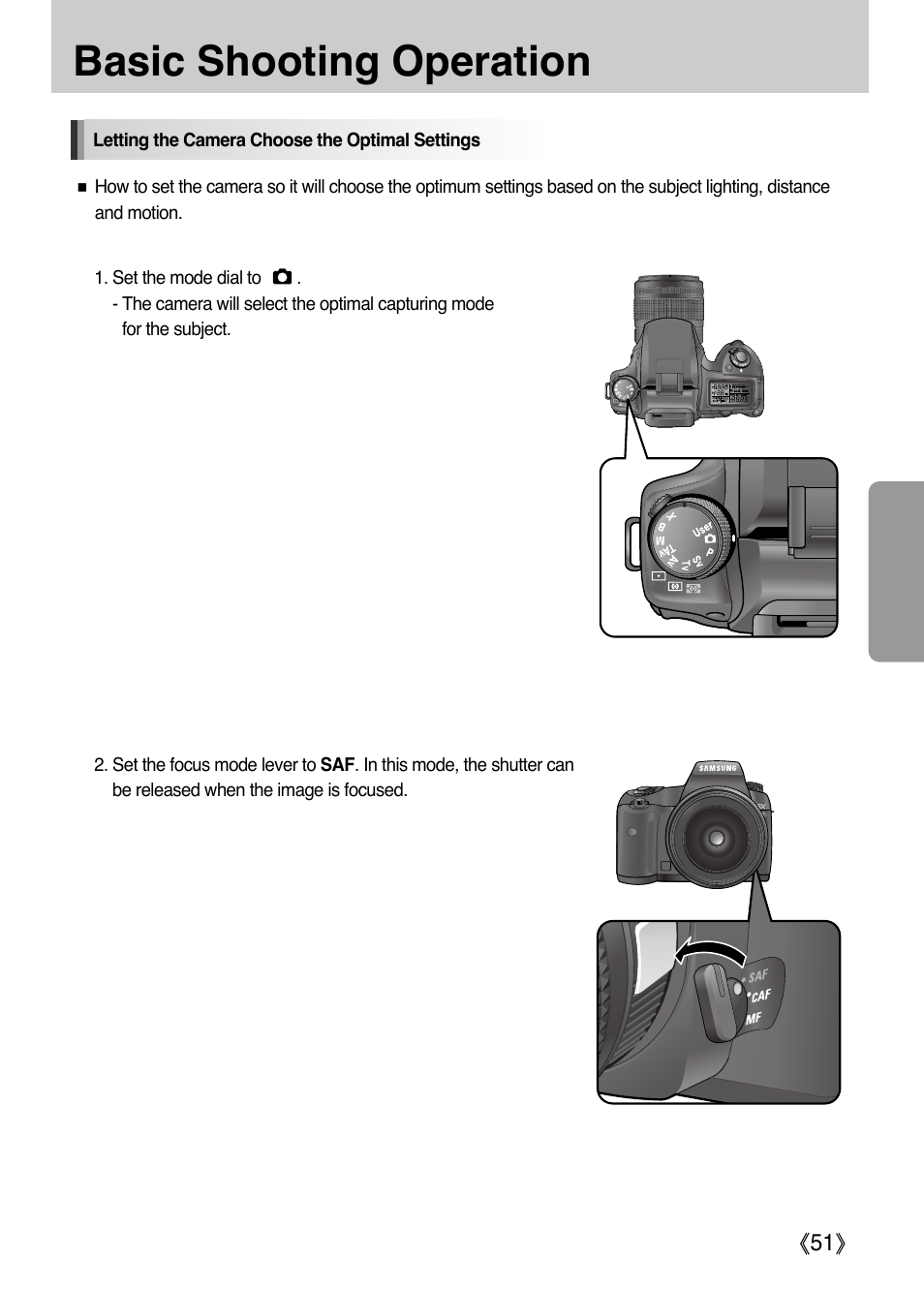 Basic shooting operation | Samsung Digital Camera (empowered to achieve) User Manual | Page 52 / 262