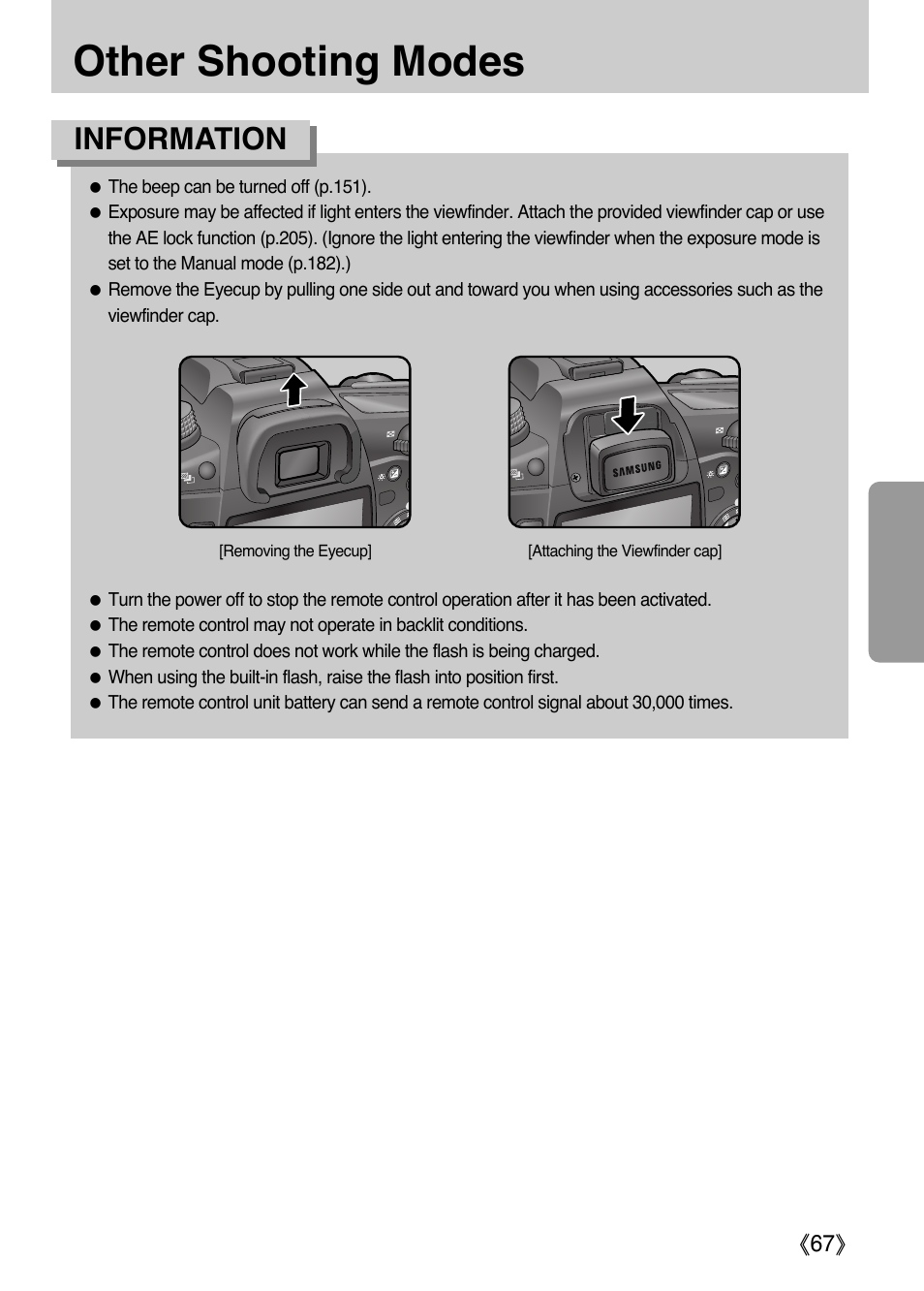 Other shooting modes, Information | Samsung Digital Camera (empowered to achieve) User Manual | Page 68 / 262