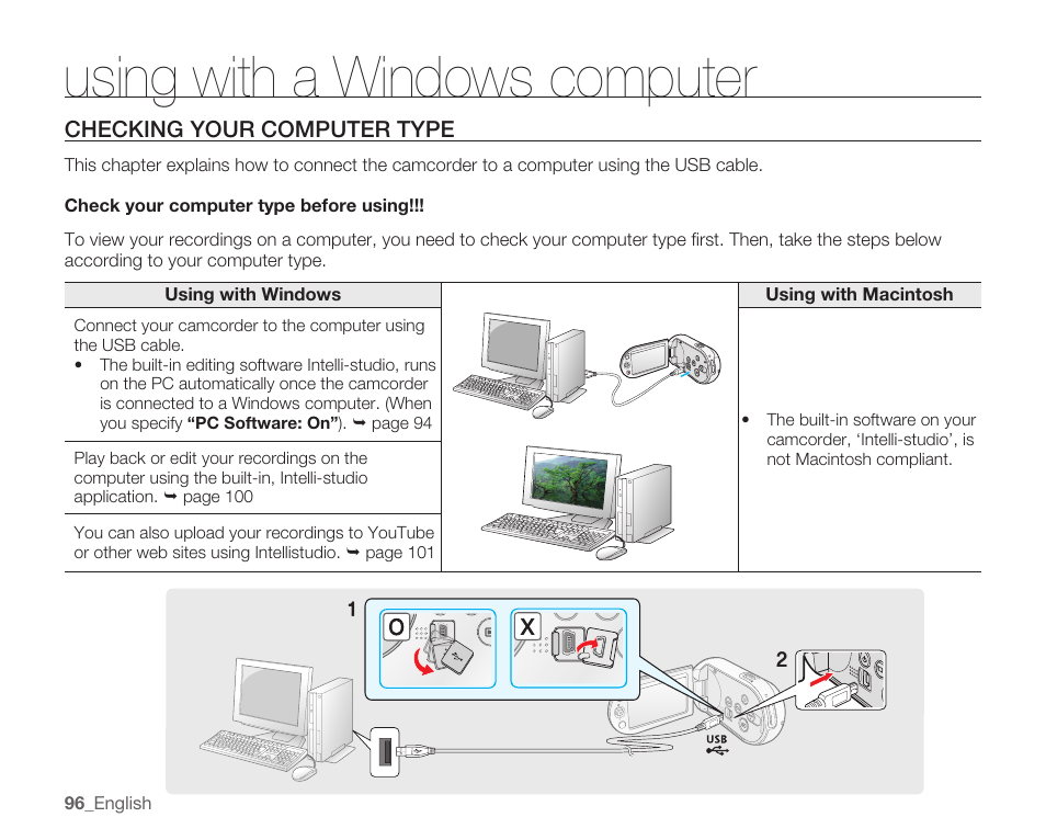 Using with a windows computer, Checking your computer type | Samsung SMX-C10RN-XAC User Manual | Page 110 / 143