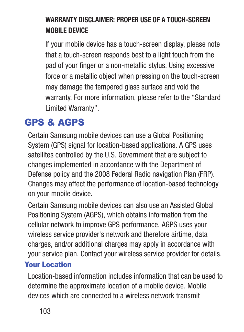 Gps & agps | Samsung SGH-S275DAATFN User Manual | Page 108 / 144