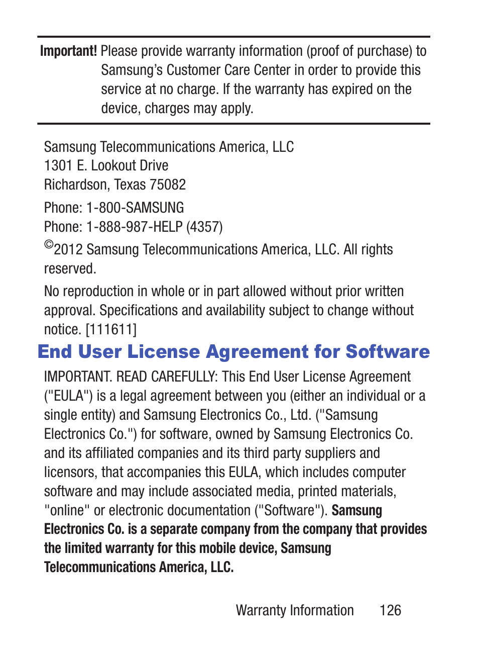 End user license agreement for software | Samsung SGH-S275DAATFN User Manual | Page 131 / 144