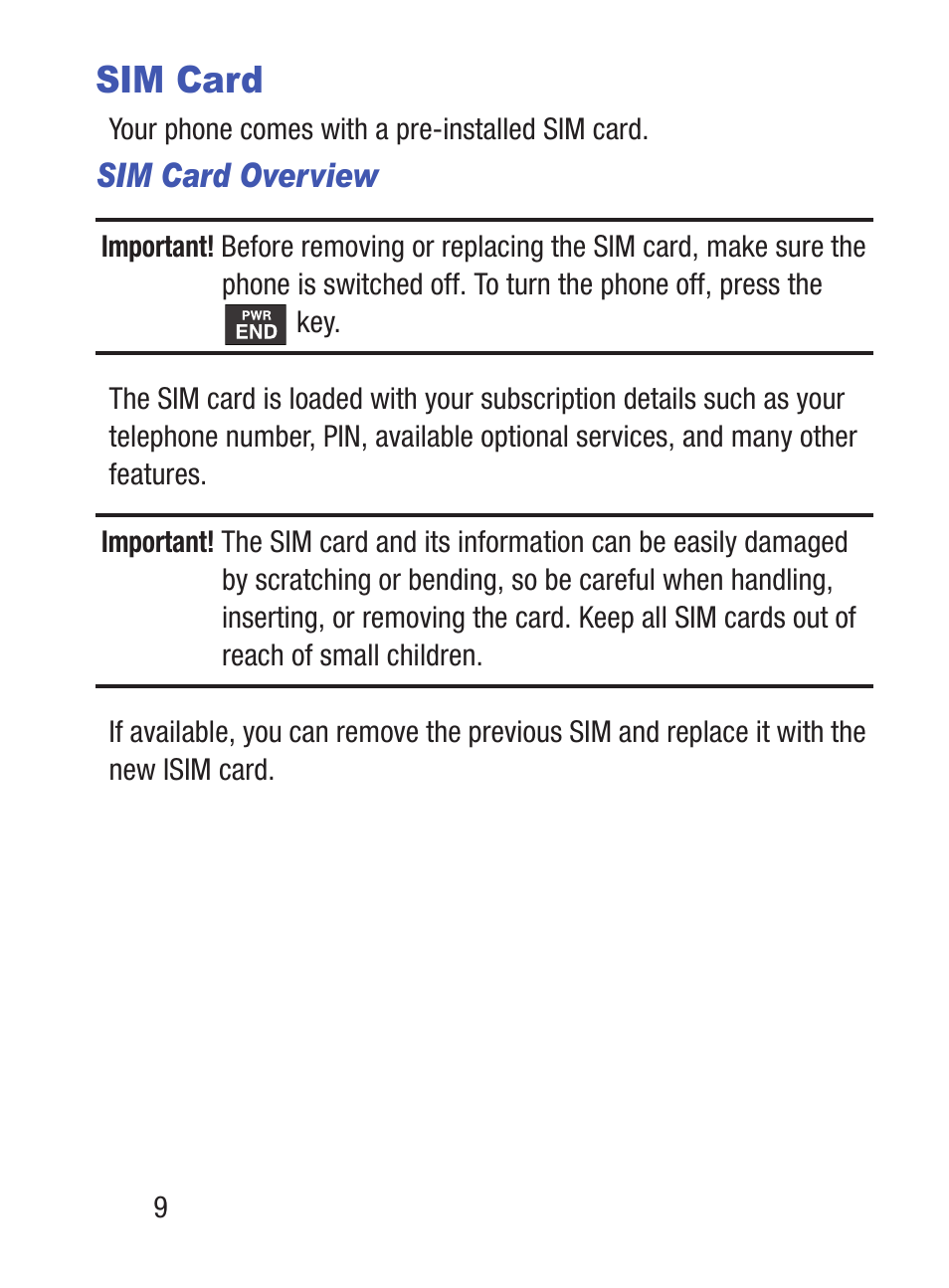 Sim card | Samsung SGH-S275DAATFN User Manual | Page 14 / 144