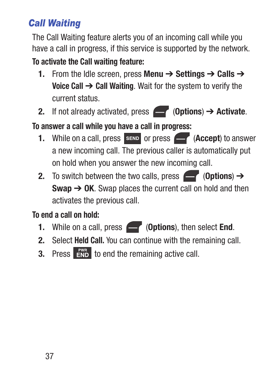 Call waiting | Samsung SGH-S275DAATFN User Manual | Page 42 / 144