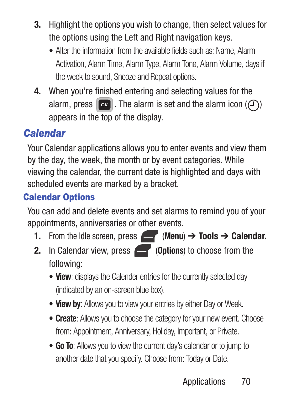 Calendar | Samsung SGH-S275DAATFN User Manual | Page 75 / 144