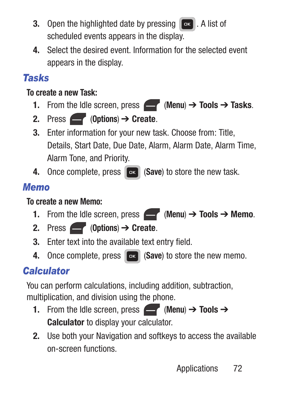 Tasks, Calculator | Samsung SGH-S275DAATFN User Manual | Page 77 / 144