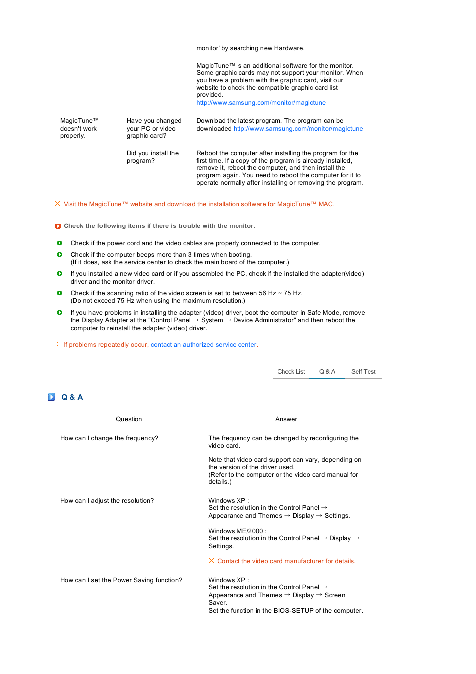 Self-test | Samsung LS17PEASF-XBM User Manual | Page 57 / 76