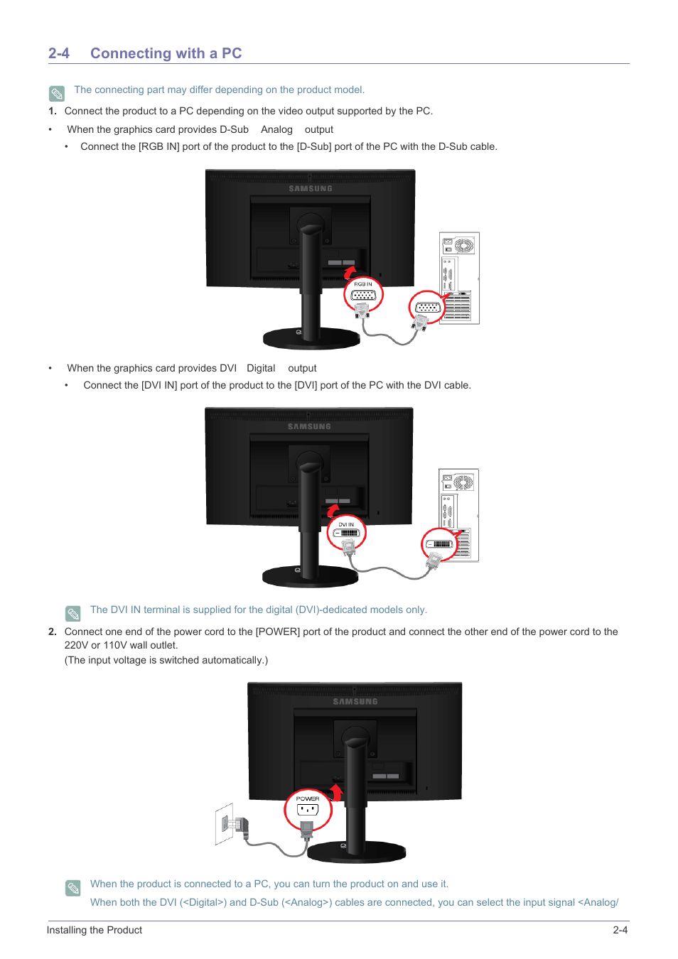 4 connecting with a pc, Connecting with a pc -4 | Samsung LS23X3HKFY-ZA User Manual | Page 23 / 200
