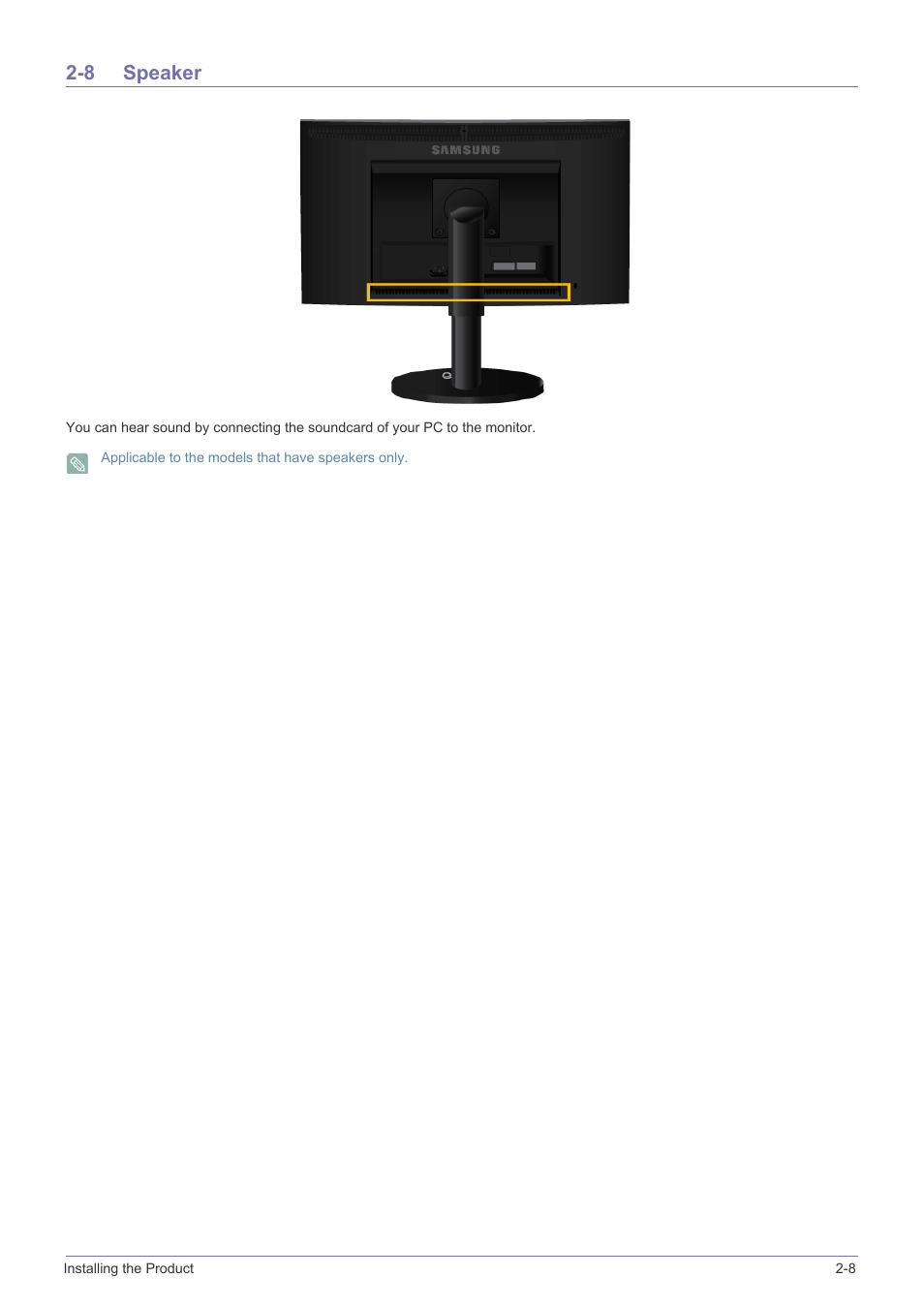 8 speaker, Speaker -8 | Samsung LS23X3HKFY-ZA User Manual | Page 28 / 200