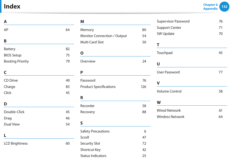 Index | Samsung NP300E4A-B01JM User Manual | Page 133 / 133