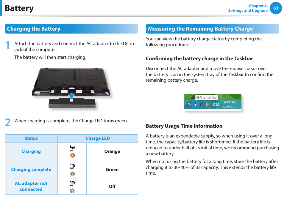 Battery | Samsung NP300E4A-B01JM User Manual | Page 84 / 133