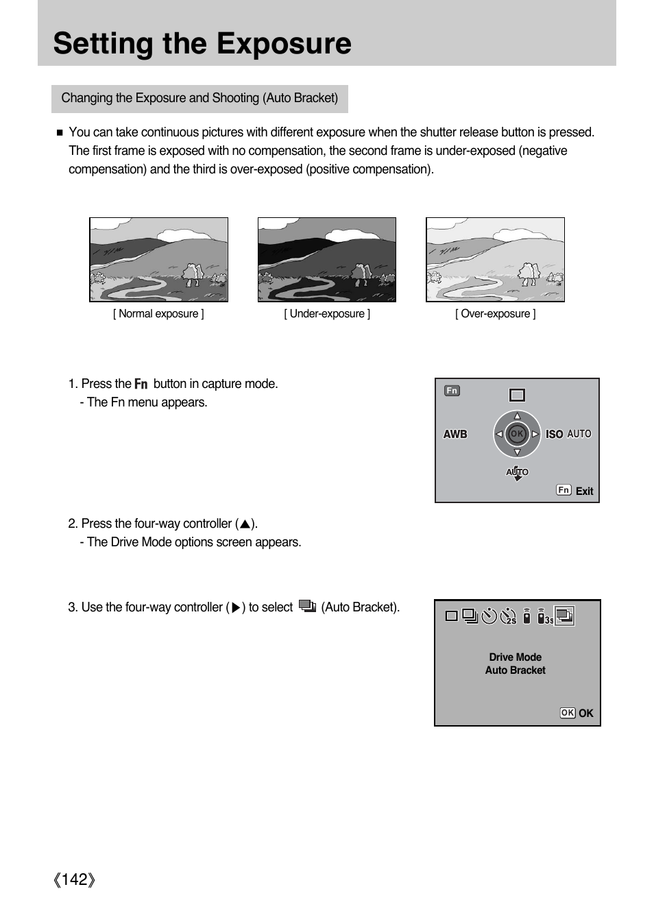 Setting the exposure, Ŝ142ş | Samsung ER-GX1LZBAA User Manual | Page 143 / 214