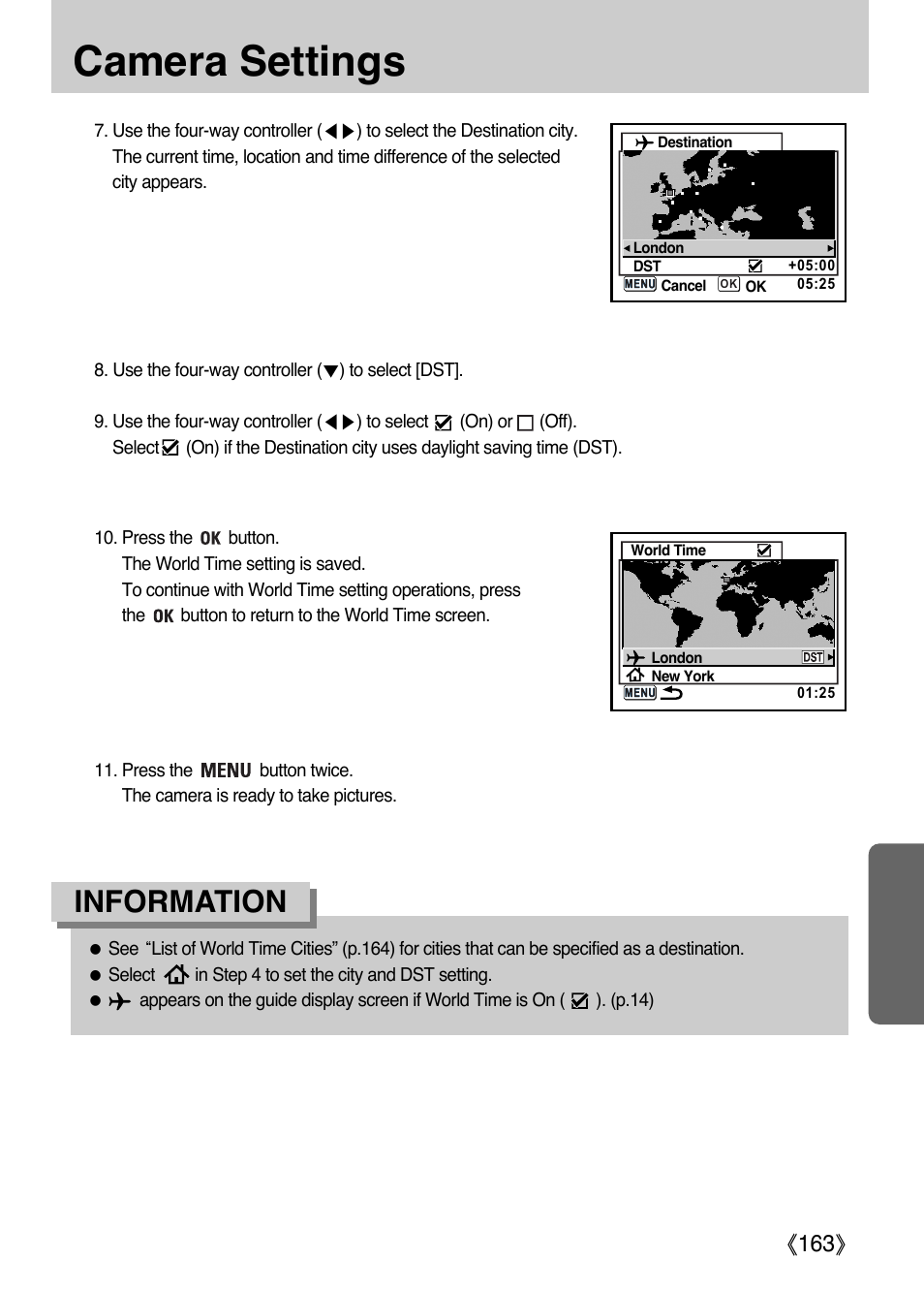 Camera settings, Information, Ŝ163ş | Samsung ER-GX1LZBAA User Manual | Page 164 / 214