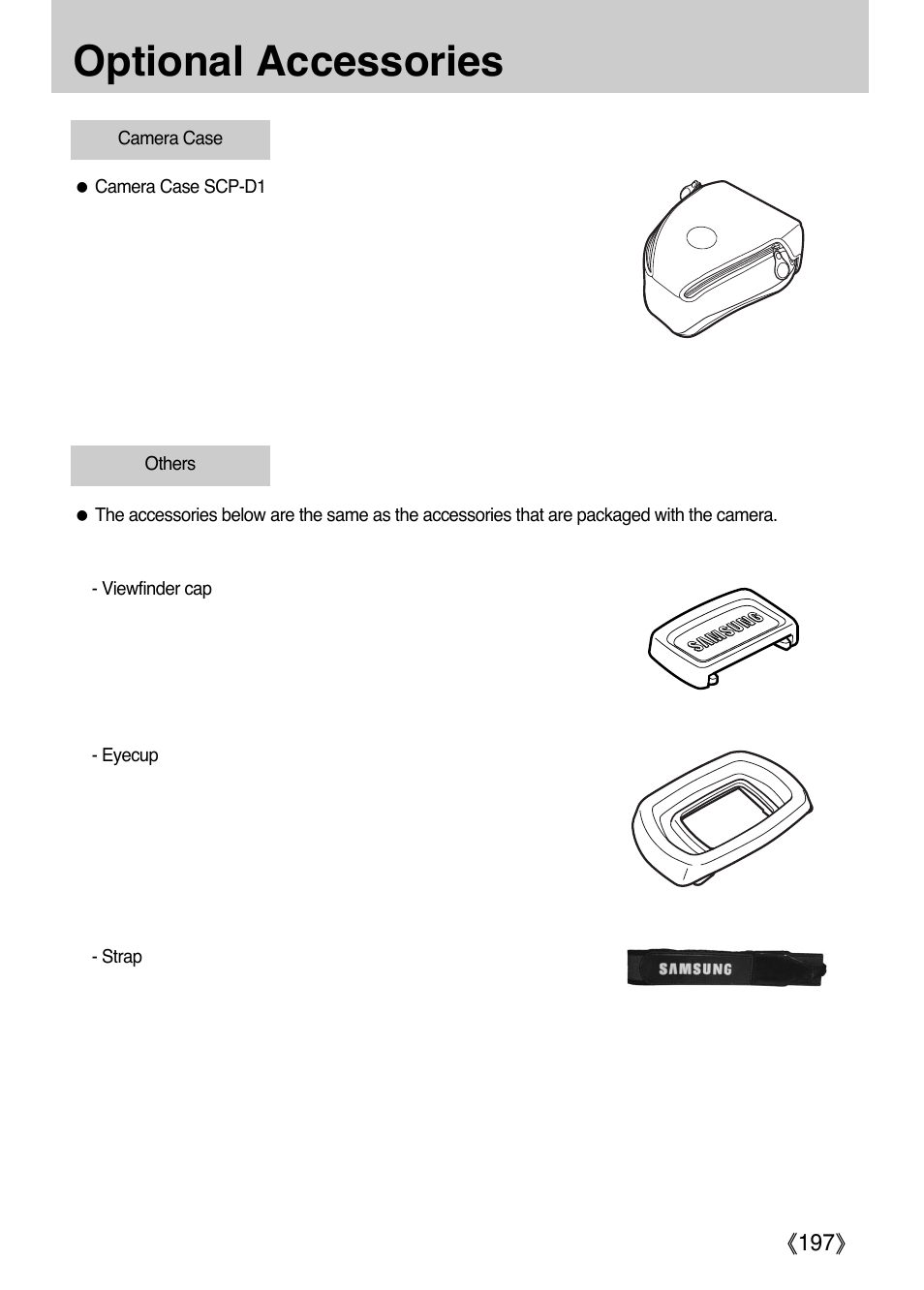 Optional accessories | Samsung ER-GX1LZBAA User Manual | Page 198 / 214